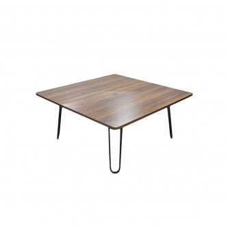 Brown square wood service table 100 x 100 x 46 cm 1161345