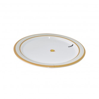 Round melamine plate 55 cm, gilded, model 1747