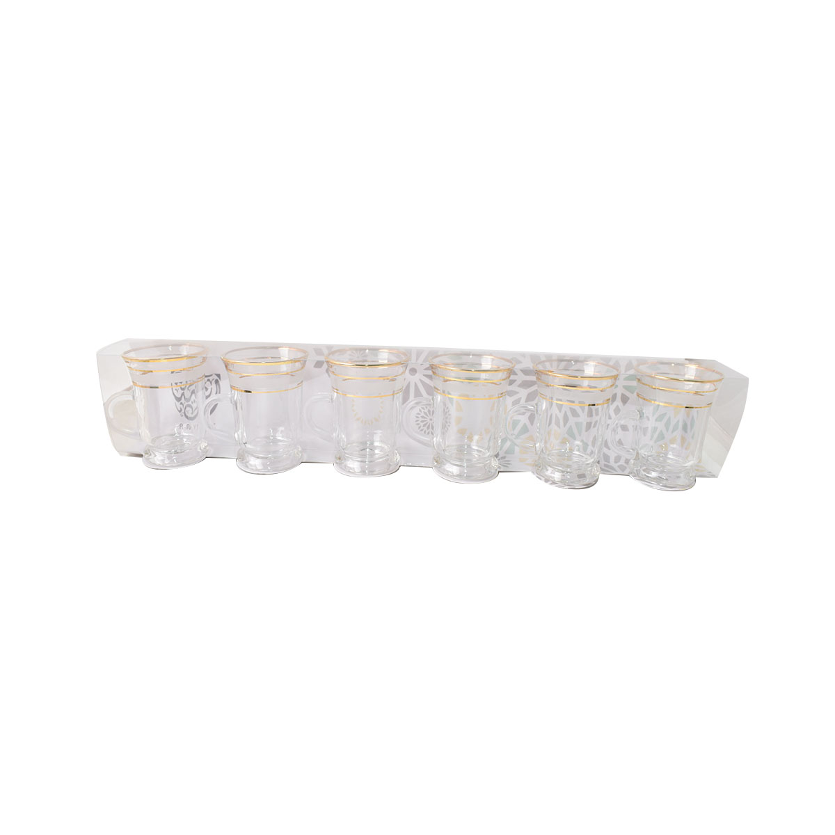 طقم بيالات شاي زجاج بنقش ذهبي 6 قطعة 050G6TMTL2 طقم بيالات شاي زجاج بنقش ذهبي 6 قطعة 050G6TMTL2