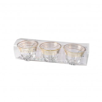  Gold Embossed Glass Coffee Cup Set 6 Piece 081G6CL3  