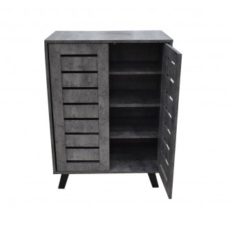 Gray wood shoe cabinet, 2 doors, 70 x 40 x 95 cm