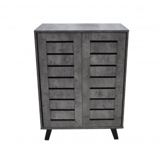 Gray wood shoe cabinet, 2 doors, 70 x 40 x 95 cm