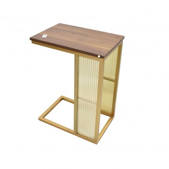 طاولة جانبية خشب مستطيل 45 × 30 × 61 سم بني / ذهبي 