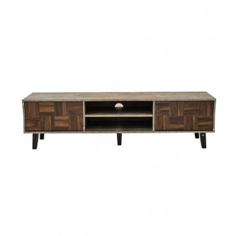 Wooden TV table with shelves, 160 x 40 x 42 cm, grey/brown