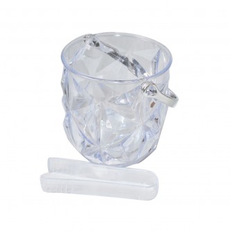 سطل ثلج بلاستيك شفاف مع ملقاط SH22731