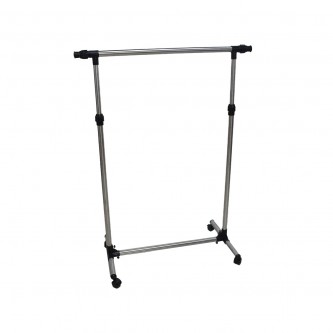 Clothes hanger with wheels and adjustable height and length, black 6015