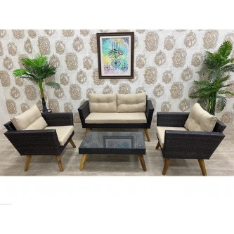 Outdoor seating set for 4 people, brown A0048