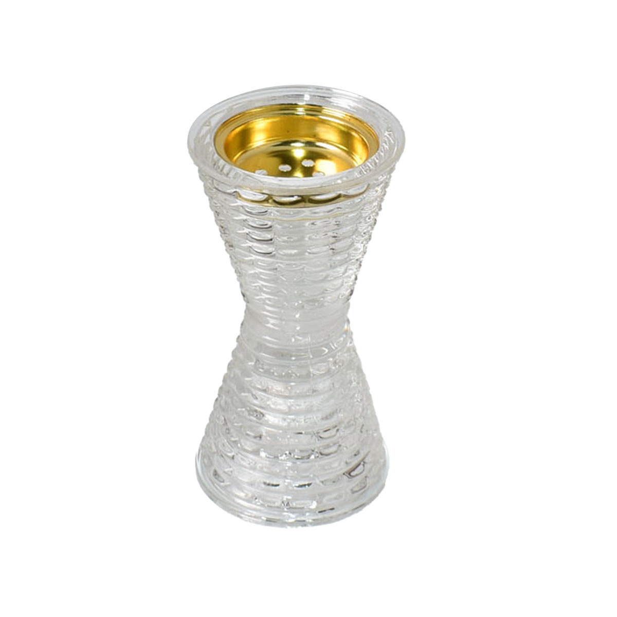 مبخرة زجاج شفاف مع ذهبي صغير 11.5سم 0600439