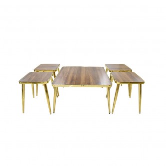 طقم طاولات خدمة خشب مربع 5 قطعة ALCT-551