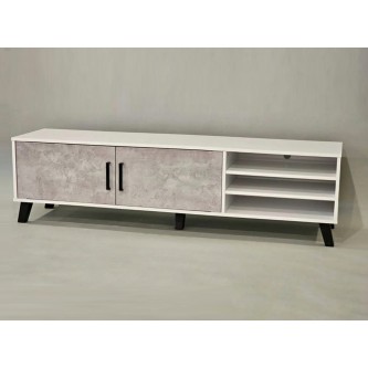 Wooden TV table, 160 x 40 x 44 cm, white/grey