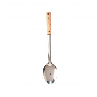 Steel cooking spoon with wooden handle AF500207