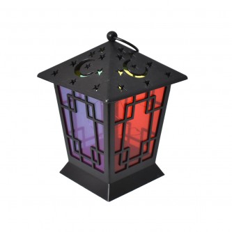 Luminous plastic lantern 12 x 12 x 16 cm black AF500978