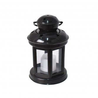Luminous plastic lantern 9.5 x 9.5 x 16 cm black AF500981