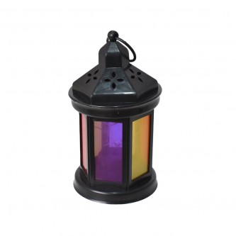 Luminous plastic lantern 9.5 x 9.5 x 17 cm black AF500980