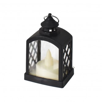 Luminous plastic lantern, 9 x 6 x 15 cm, black, AF500986