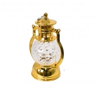 Luminous plastic lantern, 6 x 6 x 14 cm, gold, AF501006