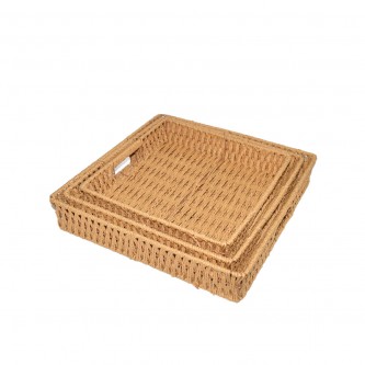3-Piece Square Rattan Serving Trays Set AF503106