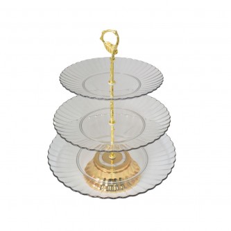 Transparent/gold acrylic necklace, 3 layers, rotatable, SH23784