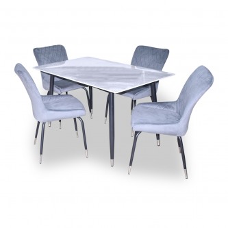 Ceramic dining table with 4 chairs gray AF-1