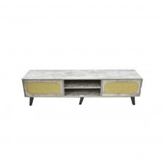 طاولة تلفاز خشبية مع ارفف 160 × 40 × 48 سم رمادي 1270969