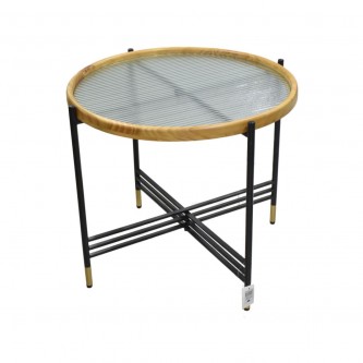 طاولة جانبية معدن بسطح زجاج دائري 54 × 54 × 49 سم 603065