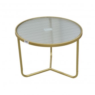 طاولة جانبية معدن بسطح زجاج دائري 50 × 50 × 37 سم 603023