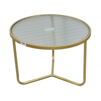 طاولة جانبية معدن بسطح زجاج دائري 70 × 70 × 45 سم 603022