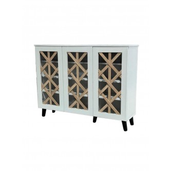 Wooden shoe cabinet, 3 doors, 120 x 32 x 91 cm, white/beige, SC-1243