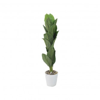 Artificial green tree with colored plastic base, 135 cm, YM-40242
