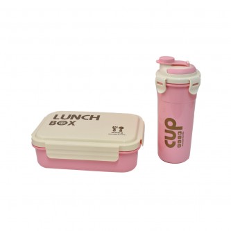 Divided lunch box with bottle pink AF-600040