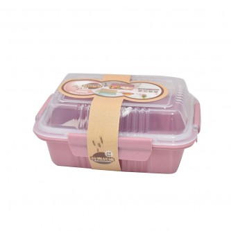 Pink divided plastic lunch box AF-600044