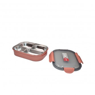 Steel divided lunch box pink AF-600035