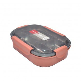 Steel divided lunch box pink AF-600035