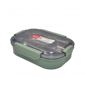 Green divided steel lunch box AF-600035