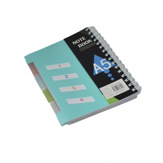 Arabic wire notebook divided into 4 dividers, 150 A5 sheets, soft cover, colors YM-39742