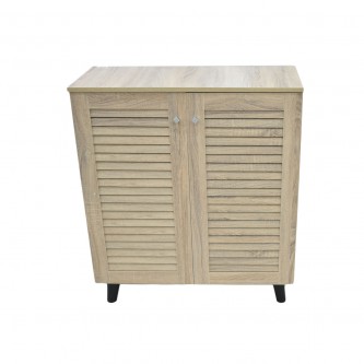 Wooden shoe cabinet, 2 doors, 79 x 34 x 90 cm, beige