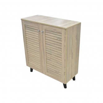 Wooden shoe cabinet, 2 doors, 79 x 34 x 90 cm, beige