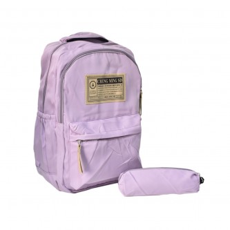 School backpack with pencil case, 18 inch, purple, AF600259