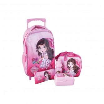 School backpack set with wheels, 5 pieces, 16 inches, AF600390