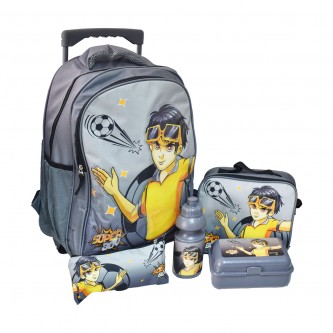 School backpack set with wheels, 5 pieces, 16 inches, AF600390