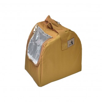 Canvas thermos bag, 2 compartments, brown, SH24325
