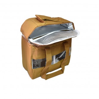 Canvas thermos bag, 3 compartments, brown, SH24328