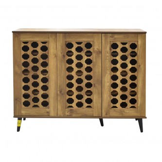 Wooden shoe cabinet, 3 doors, 120 x 35 x 97 cm, light brown