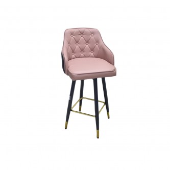 Pink leather swivel bar chair