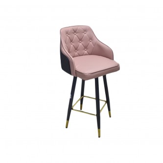 Pink leather swivel bar chair