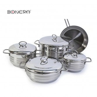 Bonera silver steel cooking pots set 9 pieces DMD9