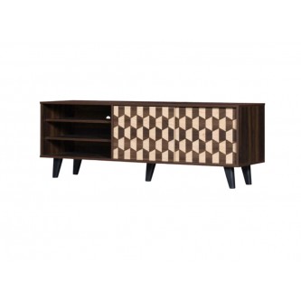 Wooden TV table with shelves 160 x 40 x 55 cm dark brown beige TV-352