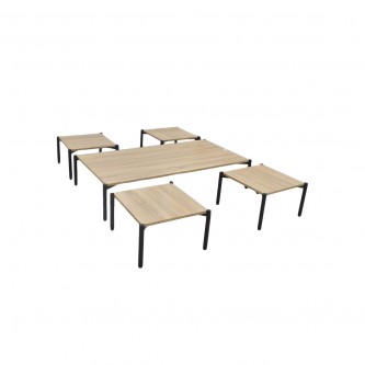 Beige black 5-piece rectangular wooden service table set AM13HT28