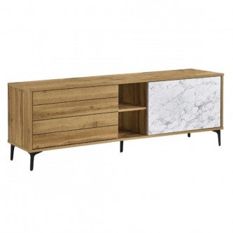 Malaysian wood TV table, 140 x 40 x 45 cm, brown and white, TV-401