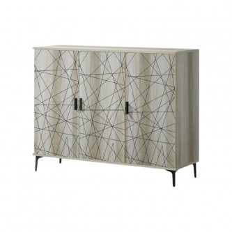 Malaysian Wooden Shoe Cabinet, 3 Doors, 120 x 36 x 92 cm, Gray SC-400W
